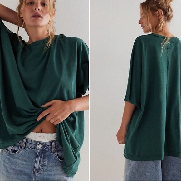 Free People We The Free Devon Tee Rain Forest Green - Picture 15 of 15